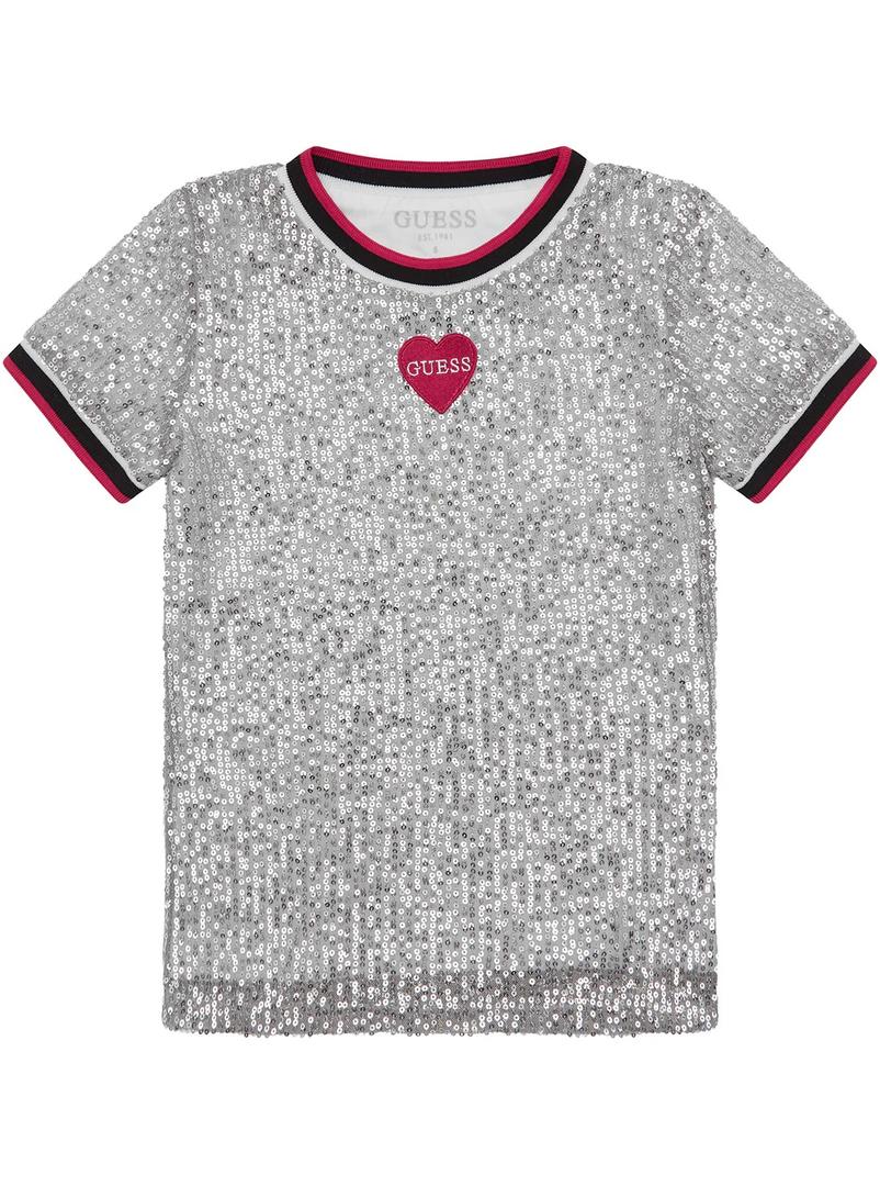 Guess Grey Regular Sequins T-Shirt 14