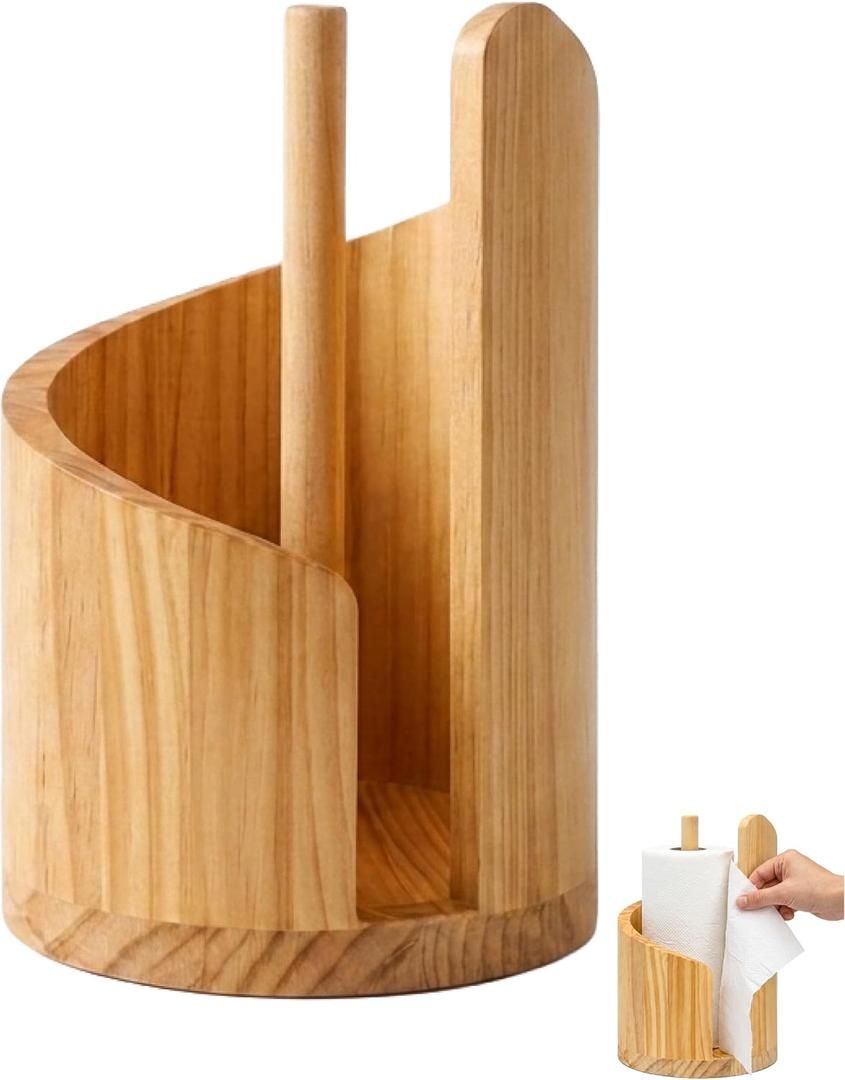 Wooden Paper Towel Holder, for countertop Decoration, Holds Mega Roll., 30 cm × 21 cm