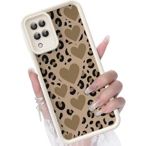 for Samsung Galaxy A12 Case, Creative Pattern Design Girls Women Liquid Silicone Cover, Thicker Frame Shockproof and Scratch-Resistant Soft Case for Samsung A12 - Leopard Hearts