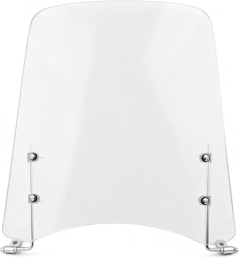 Mokuo Extended Motorcycle Windshield Universal- 18" Tall & 3MM Thick, High-Transparency PC Windscreen, Protection for Moped Scooter Cruiser (W15.7 x H18)