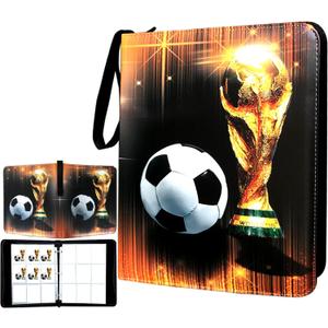Trading Card Binder 900 Pockets, Soccer Card Binder Holder with 50 Removable Sleeves Fits 900 Sport Cards, Soccer Card Gifts Collector Album with Zipper Storage Display Case