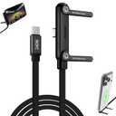 Invisible Holder Charger Cable, 240W PD Fast Charging Cable for Desk, USB-C to USB-C Cable 4.9 FT with 360 Adjustable Metal Stand, 2 in 1 Holder Charger for Gaming, Office, Home