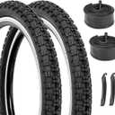 Hycline Kids Bike Replacement Tires Set2-Pack 12.5/14/16/20x2.125 Inch Premium Butyl Rubber Puncture-Resistant Folding Bicycle Tires and 2 Pcs Bike Tubes Schrader Valve with Tire Levers for BMX MTB