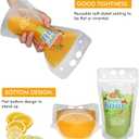 100 Pcs Zipper Plastic Pouches Drink Bags, Heavy Duty Hand-Held Translucent Frosted Reclosable Stand-up Bag 2.4" Bottom Gusset with 100 pcs Straws & Funnel Included