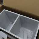 Essentra Home White Marble Kitchen Utensil Holder for Countertop, Rectangular Utensil Crock with Two Compartments. (9" x 4.5" x 6.5" Rectangular)