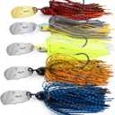 MadBite by KastKing Bladed Jig Fishing Lures, Multi-Color Kits, Irresistible Vibrating Action, Sticky-Sharp Heavy-Wire Needle Point Hooks, Popular 3/8 oz and 1/2 oz Sizes, Includes Storage Box (A1: 5 Pack (3/8oz) - Clear Water & Muddy Water)