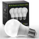 LED Dusk to Dawn LED Light Bulbs, 40W Equivalent LED Outdoor Lighting, Daylight 5000K, Automatic On/Off Outdoor Light, A19 6W Bright Porch Light Bulbs, 500LM E26 for Garage Patio, 4 Pack