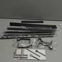 Curtain Rods for Windows 28 to 48 inch, Black Curtain Rod 2 Pack, 5/8" Diameter Metal Curtain Rod Set of 2 with Brackets, Splicing Adjustable Curtain Rod for Bedroom, Living Room, Kitchen, Black