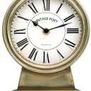 NIKKY HOME Vintage Gold Mantle Clock, Silent Non-Ticking Battery Operated Rustic Table Desk Shelf Clock for Living Room Decor