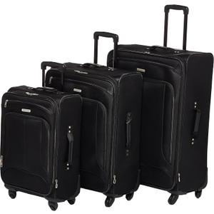 American Tourister Pop Max Softside Luggage with Spinner Wheels, Black, 3-Piece Set (21/25/29)