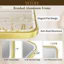 Brushed Gold Bathroom Mirror for Over Sink 24 x 36 Beveled Edge Tempered Glass, Rounded Corner Rectangle Framed Mirror for Modern Bathroom, Living Room, Bedroom, Entryway
