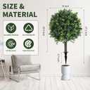 LXNRMHCH 27.2" Artificial Boxwood Topiary Set of 2 with Spike, Fake Plants Boxwood Balls Greenery Bushes, Uv Resistant Artificial Outdoor Plants Shrubs for Front Porch Decor, Home Faux Plants Indoor