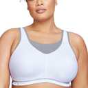 Full Figure Plus Size No-Bounce Camisole Elite Sports Bra Wirefree #1067 White/Gray 40H