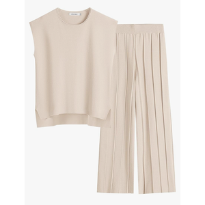 ANRABESS Women Summer 2 Piece Outfits Knit Short Sets Casual Sweater Top & Shorts Matching Lounge Set 2025 Beach Clothes Apricot Medium