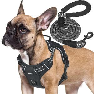 Heavy Duty Tactical Dog Harness for Medium Dogs, No Pull Adjustable Pet Harness Reflective Service Training Easy Control Pet Vest Military K9 Working Dog Harnesses- Medium, Black (Medium, Black)