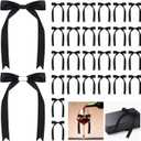 30pcs Black Bow for Crafts 5"7Gift Bow,Self-Adhesive Gift Wrap Bows,Black Bow Decor,Ribbon Bows,Double Sided Tape for Gift Wrapping,Crafts,Wedding,Christmas,Birthday Bow Decor(1in Wide)
