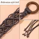 2 x Boho Woven Belt, Boho Beaded Braided Belt Women Long Tassel Rope Waist Belts Renaissance Rope Belts for Dress(Brown) (Brown)
