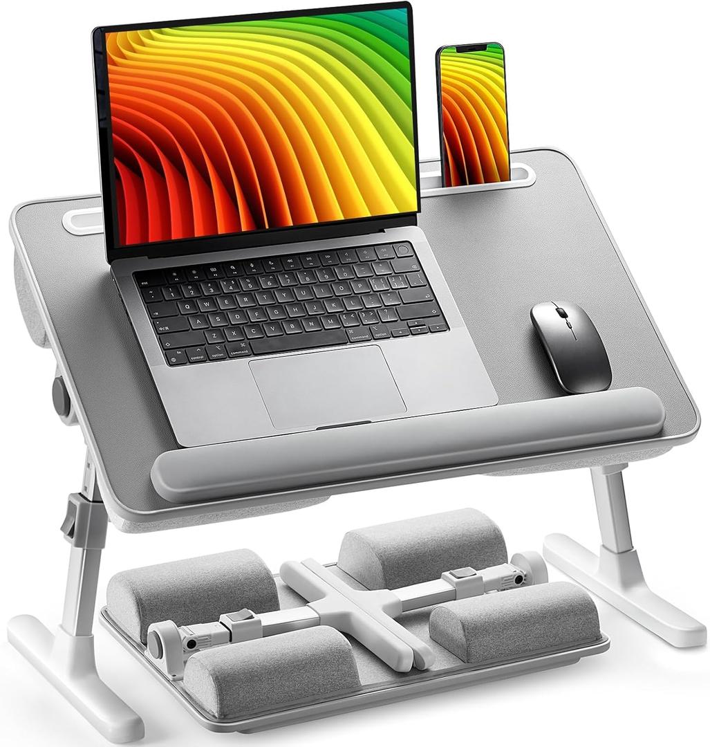HUANUO Laptop Bed Desk, Laptop Tray Computer Lap Desk for Bed Couch Sofa, Bed Tray for Working, Eating, Foldable Lap Stand Table with Height Adjustment & 35 Adjustable Tilt Angle, HNLD19G