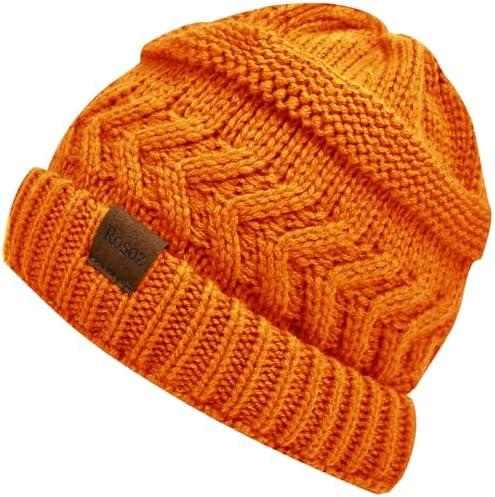 Rosoz  Ponytail Beanie for Women,Winter Warm Beanie Tail Soft Stretch Cable Knit Messy High Bun Hat