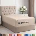 Extra Deep Twin XL Fitted Sheet - Hotel Luxury Single Fitted Sheet Only - Easily Fits 18 inch to 24 inch Mattress - Ultra Soft, Wrinkle & Fade Free w/Extra Deep Pockets - Breathable & Comfy - Wheat