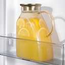 Glass Pitcher With Lid For Fridge, Updated 60 oz Amber Glass Pitchers With Handle And Lid, 0.48 Gallon Glass Tea Pitcher Jug Carafe, Water Pitcher for Hot/Cold Water Iced Juice Coffee Milk