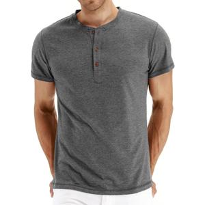 NITAGUT Mens Fashion Casual Front Placket Basic Long/Short Sleeve Henley T-Shirts (X-Large, 0 Darkgray)