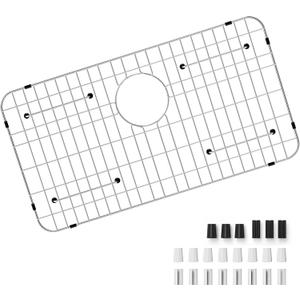 Kitchen Sink Grid and Sink Protectors, 26-1/16" x 14-1/16" Stainless Steel Material Sink Grate for Bottom of Kitchen Sink Rack Accessories with Rear Drain for Single Bowl Sinks, Scratch Prevention