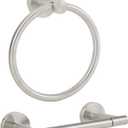 Brushed Nickel Toilet Paper Holder Set, Stainless Steel Towel Ring, Double Post Pivoting Toilet Paper Holder and Hand Towel Holder Set for Bathroom, Bathroom Hardware Accessories Set