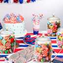 4 PCS Plastic Candy Jars with Lids, 2.2L 74oz Airtight Food Storage Canisters, Apothecary Cookie Jars for Kitchen Pantry, Includes Scoops, Pen & Labels