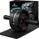 VINSGUIR Ab Roller Wheel, Abs & Core Workout Equipment for Home Gym with Knee Pad Accessories, Abdominal Wheel for Full-body Strength Training (Red And Black)