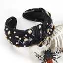 Halloween Rhinestone Jeweled Headbands for Women, Knotted Skeleton Hair Hoops