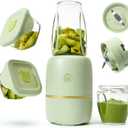 Bubble Blender, Baby Food Maker & Puree Blender with 2 Borosilicate Glass Cups, Compact Baby Bullet for Smoothies, Hands-Free One-Touch, 200W Motor, Sage