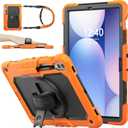 SEYMAC stock Case for Samsung Galaxy Tab S10 Plus/ S9 FE Plus/ S9 Plus 5G Tablet 12.4'' Case with Screen Protector Pencil Holder [360 Rotating Hand Strap] &Stand, Drop-Proof, Orange1