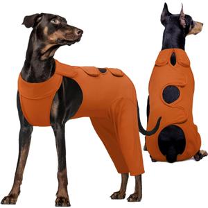 Kuoser Recovery Suit for Back Legs, Thigh Wound Protective Sleeve, Recovery Sleeve for Female Male Dogs, Onesie After Surgery, Pet Surgical Suit for Spay Neuter, Brown L (L (Prioritize CHEST GIRTH:23.6-27.6''))