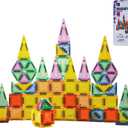 70PCS Mini Magnetic Tiles, Portable Magnetic Toys Travel Set, Construction STEM Learning and Playing Toys for Kids, Montessori Toy for Preschool Boys Girls