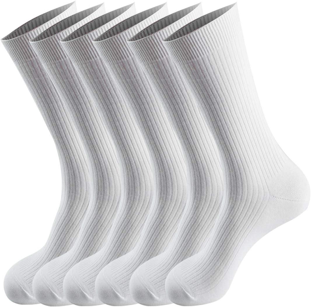 Smithking Comfy Quality Soft Breathable PURE Cotton Socks for Men & Women 6 pack (10-14, White)