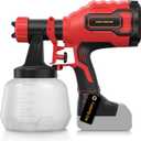 Paint Sprayer, Cordless HVLP Paint Sprayer with Brushless Motor, Compatible with Milwaukee 18V Battery(Battery Not Included),1000ml/min High Flow, 1200ml Container, 150 Din/s Max Viscosity (Red)
