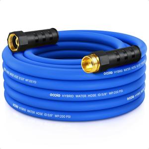 Heavy Duty Garden Hose 25 ft, Non-Expanding Flexible Water Hose, Kink Resistant Lightweight Hybrid Hose, Leakproof Hose Male to Female Fittings (Blue)