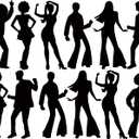 Motiskyy 12 Pcs Disco Dance Silhouettes Cutouts Large Retro Removable PVC Wall Decal Self Adhesive Party Decorations Waterproof Silhouettes PVC Wallpaper (35.43 Inch)