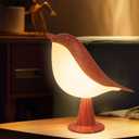 Bird Small Desk Lamp, Dimmer Kids Night Light for Bedroom, Cordless Table Lamp with 3 Color Temperature and Touch Sensor, Rechargeable Bedside lamp, Hummingbird Lamp (Red)