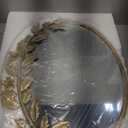 Fobule Gold Oval Decorative Mirror, 18x24 Inch Metal Frame Ornate Flower Leaves Modern Wall Mirror for Living Room, Bedroom, Entryway, Dresser, Bathroom