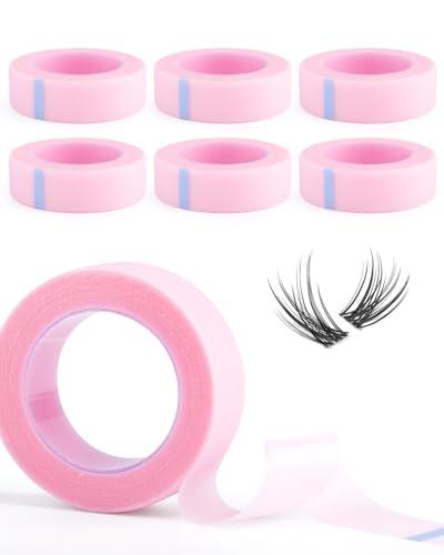 Cluster Lash Tape 6 Rolls Residue-Free Eyelash Extension Tape, Direct Tear Design for DIY Lash Clusters at Home & Salon Use, Breathable PE Material, 450CM per Roll