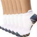 Copper Compression Socks Women and Men 6 Pairs - Circulation Arch Support Plantar Fasciitis Running Ankle Socks (Large-X-Large, A1 - No Show 6 White)