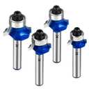 NICAVKIT 4Pcs Roundover Router Bit 1/4 Shank, Carbide Tip 2 Flutes Rounding Over Edge Forming Router Bit with Bearing Guide CNC Woodworking Tool(Radius 1/16", 1/8" , 5/32" , 3/16")