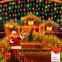 98FT 960 LED Christmas Lights , Waterproof 8 Modes Ice Lights for Outside with Memory and Timer Hanging Fairy Lights Plug-in Curtain String Lights for Holiday Party Wedding Home (Red and Green)