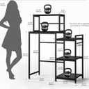 COCOLUCKY 6-Tier Mini Fridge Stand with Storage,Mini Fridge Shelf,Mini Coffee Bar with Mini Fridge Space,Baker Racks,Microwave Stand,Mini Fridge Cabinet with Storage for Dorm Kitchen(Black Wood Grain), Medium