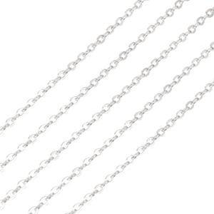 Elecrelive 3.28 Feet 925 Sterling Silver Cable Chains 1.5mm Thin Small Link Silver Necklace Permanent Jewelry Chain for Women Minimalist Necklace Bracelet Making, Cable-2x1.5x0.2mm