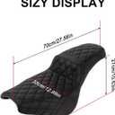 PSLER Motorcycle Driver & Passenger Seat for Softail 2018-2025 Black | Black Grid Pattern Seat Fits Softail Standard, Deluxe & Street Bob 2018-2025. Comfortable Driver Passenger Design