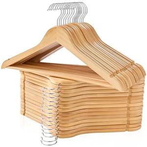 Edergoo Wooden Hangers 30 Pack, Smooth Wood Hangers with 360 Swivel Hook & Notches, Natural Solid Coat Hangers Wooden for Closet