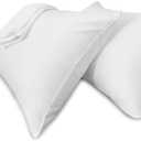 Precoco White Pillow Cases Standard Size Set of 4 | 100% Cotton Pillowcases with Zipper Hidden | Premium Cooling Decorative Pillow Covers with 600 Thread Count, Soft & Smooth, 20x26 inches